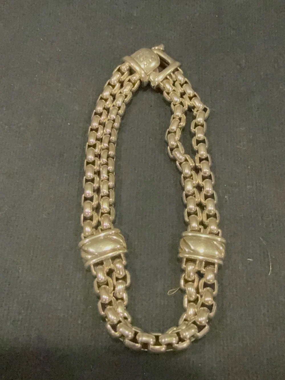 David Yurman Double Wheat Chain Bracelet Sterling Silver 18K Gold Two Tone 8